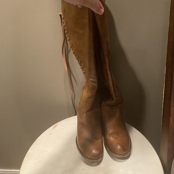 Women's ETC Knee High Boots Tie In Back Size 7/8M - Picture 2 of 7